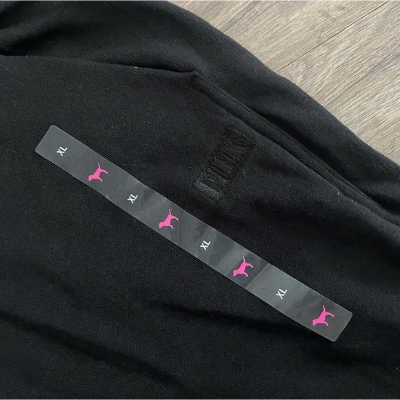NWT Victoria’s Secret PINK Terry Black Ankle Zip Track Pant Jogger Size XL - Picture 7 of 9